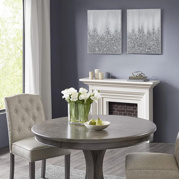 Wall Art Living Room Decor-Embellished Hand Painted Metallic Canvas Home Accent
